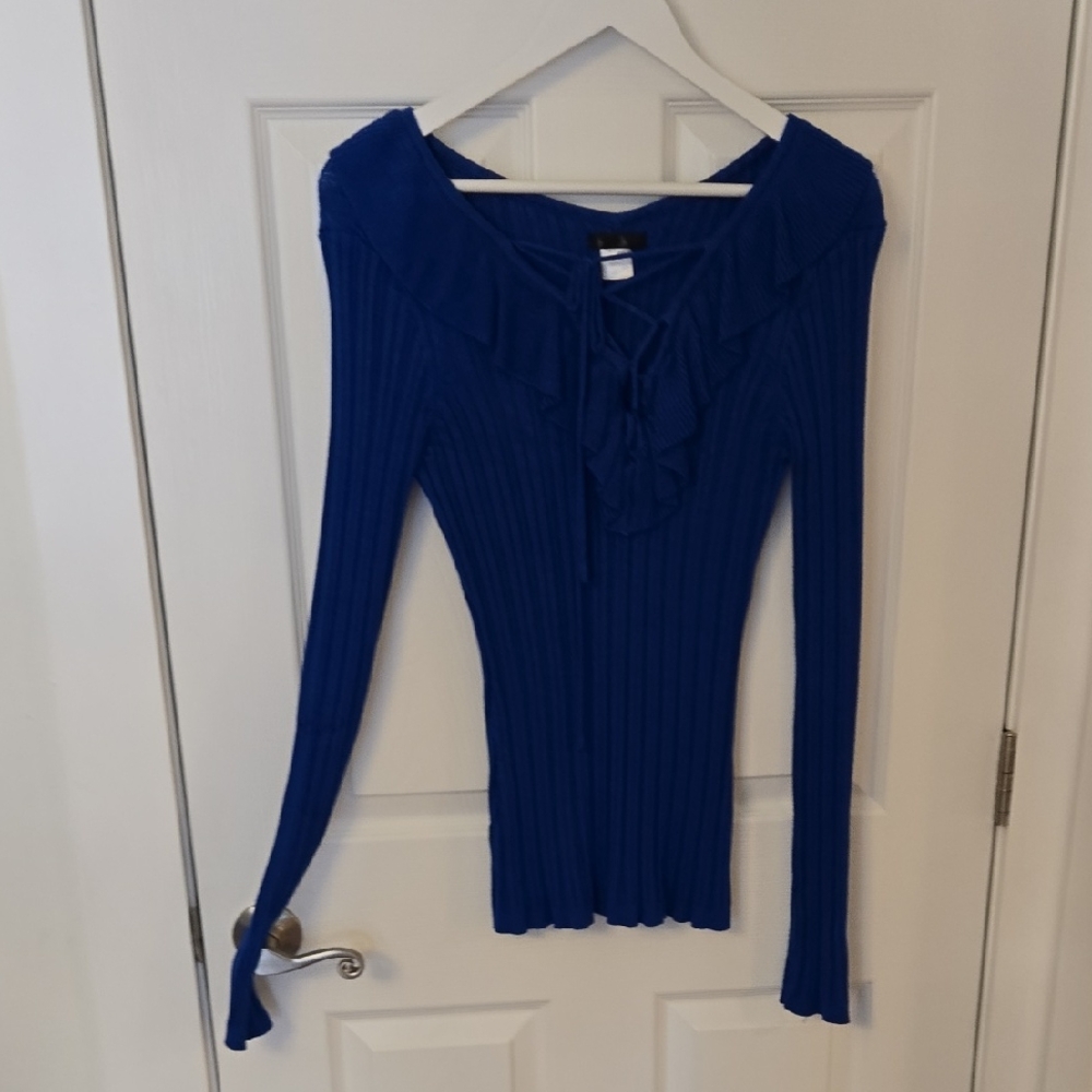 VENUS Royal Blue Ribbed Blouse